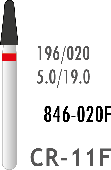 Plus Elmas Frez  Kırmızı Kuşak Yuvarlak Uçlu Konik 10 Adet